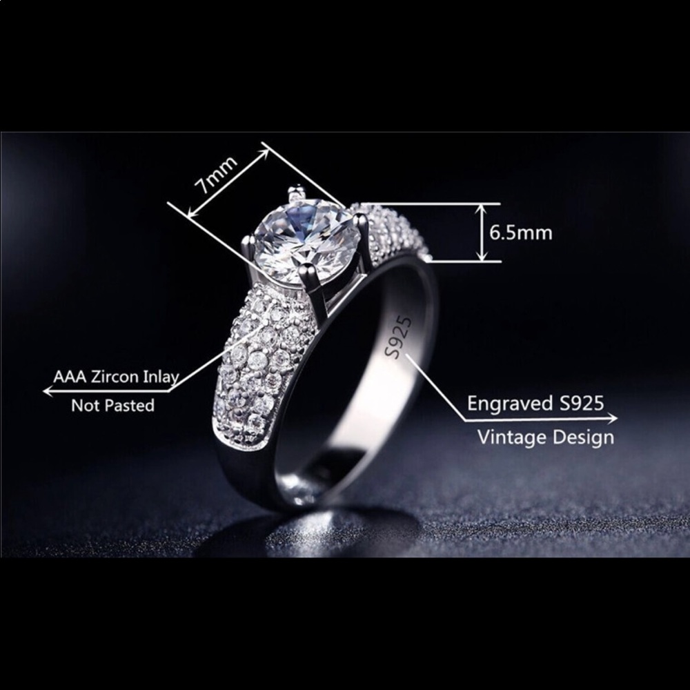 Sale! CZ Crystals Sterling Silver New Size 7 NEW - Picture 4 of 5